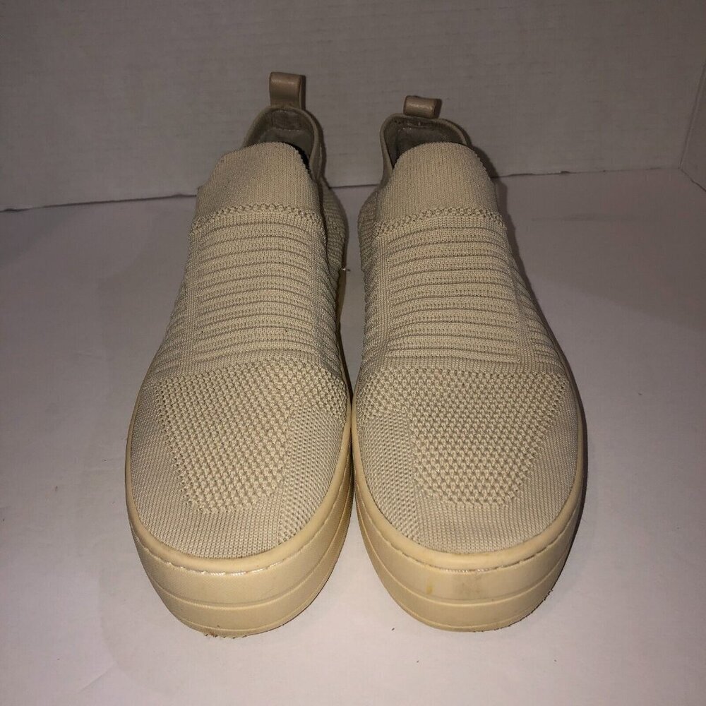 J Slides Womens Size 8 Tan Knit Top Hilo Slip On Platform Sneakers Casual Shoes